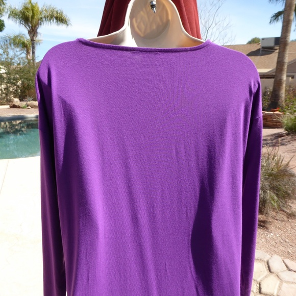 Eileen Fisher Petite Purple Pocket Stretchy Dress - Picture 7 of 8